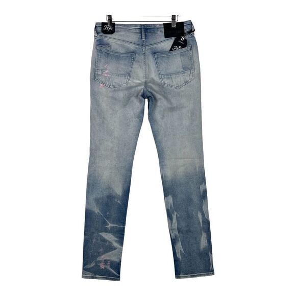 New PRPS Le Sabre Men US 31 Light Wash Jeans Ripped Bleached Slim Fit Casual - Picture 3 of 13